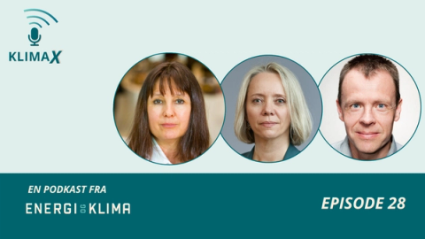 Foto av to kvinner og en mann med blikk på fotografen. Logoen til podkasten Klimax i det ene hjørnet