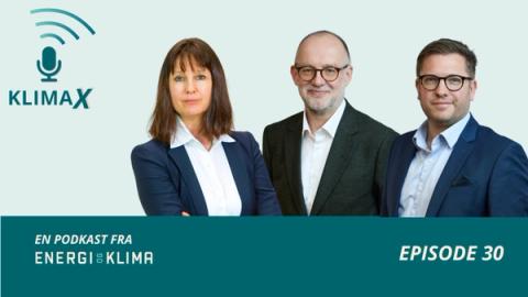 Podcastbilde for Klimax episode 30, som viser én kvinne og to menn.