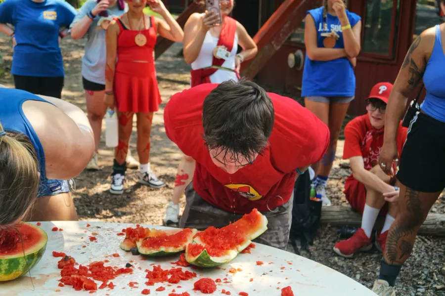 watermelon eating contest during color war