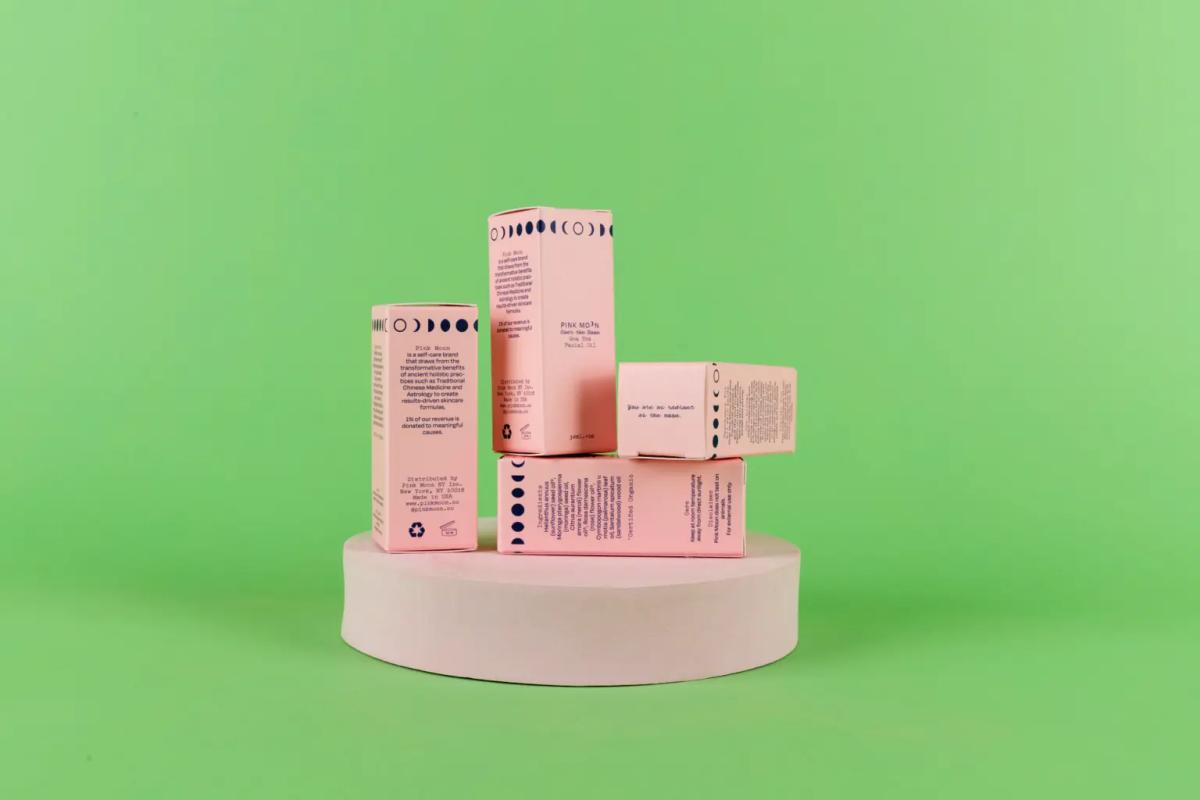 Finished Pink Moon skincare carton
