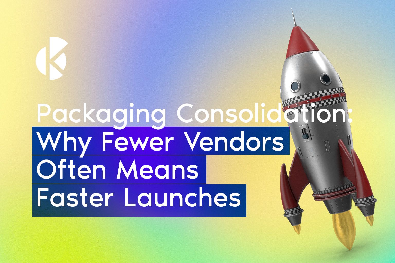 Packaging Consolidation banner with a silver rocket launching