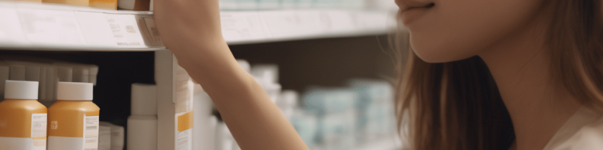 Shopper reaching for a product on a retail shelf