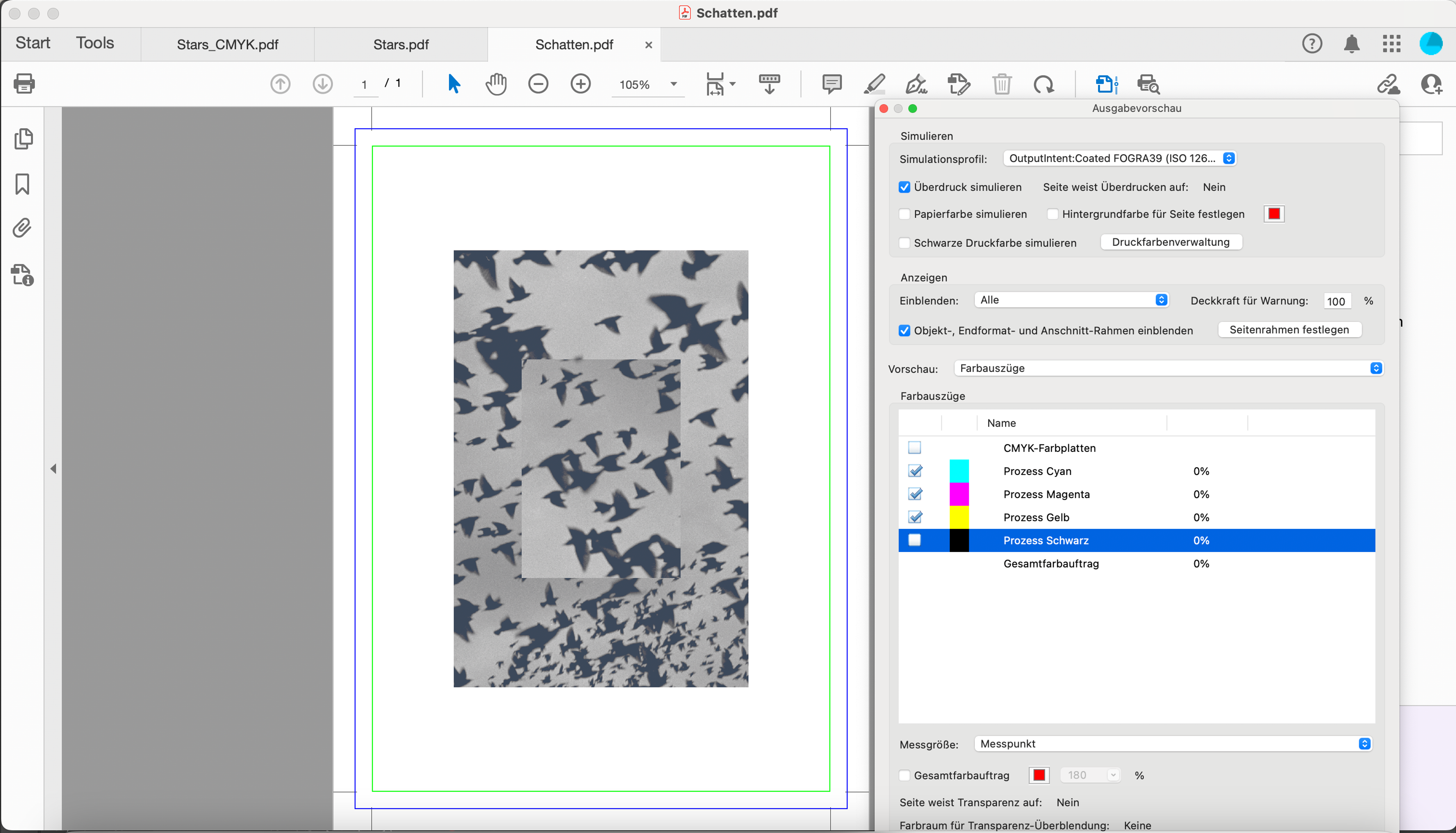 Ausgabevorschau in Adobe Acrobat