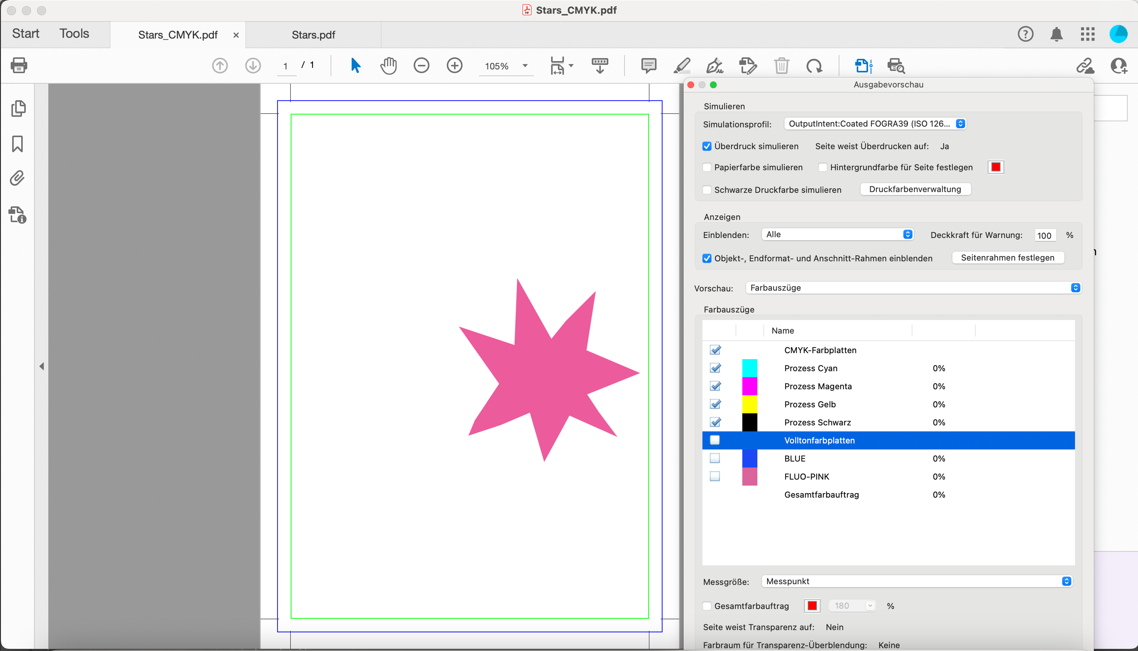 Ausgabevorschau in Adobe Acrobat