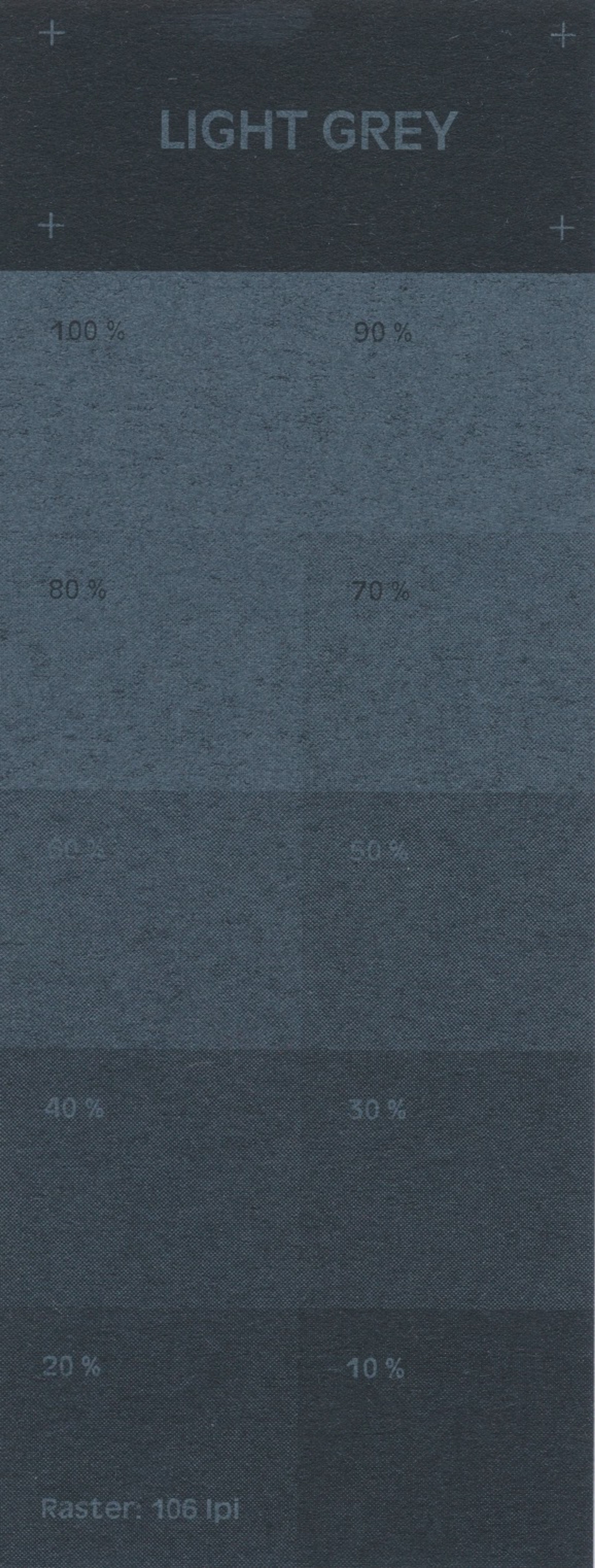 Light grey print on black paper