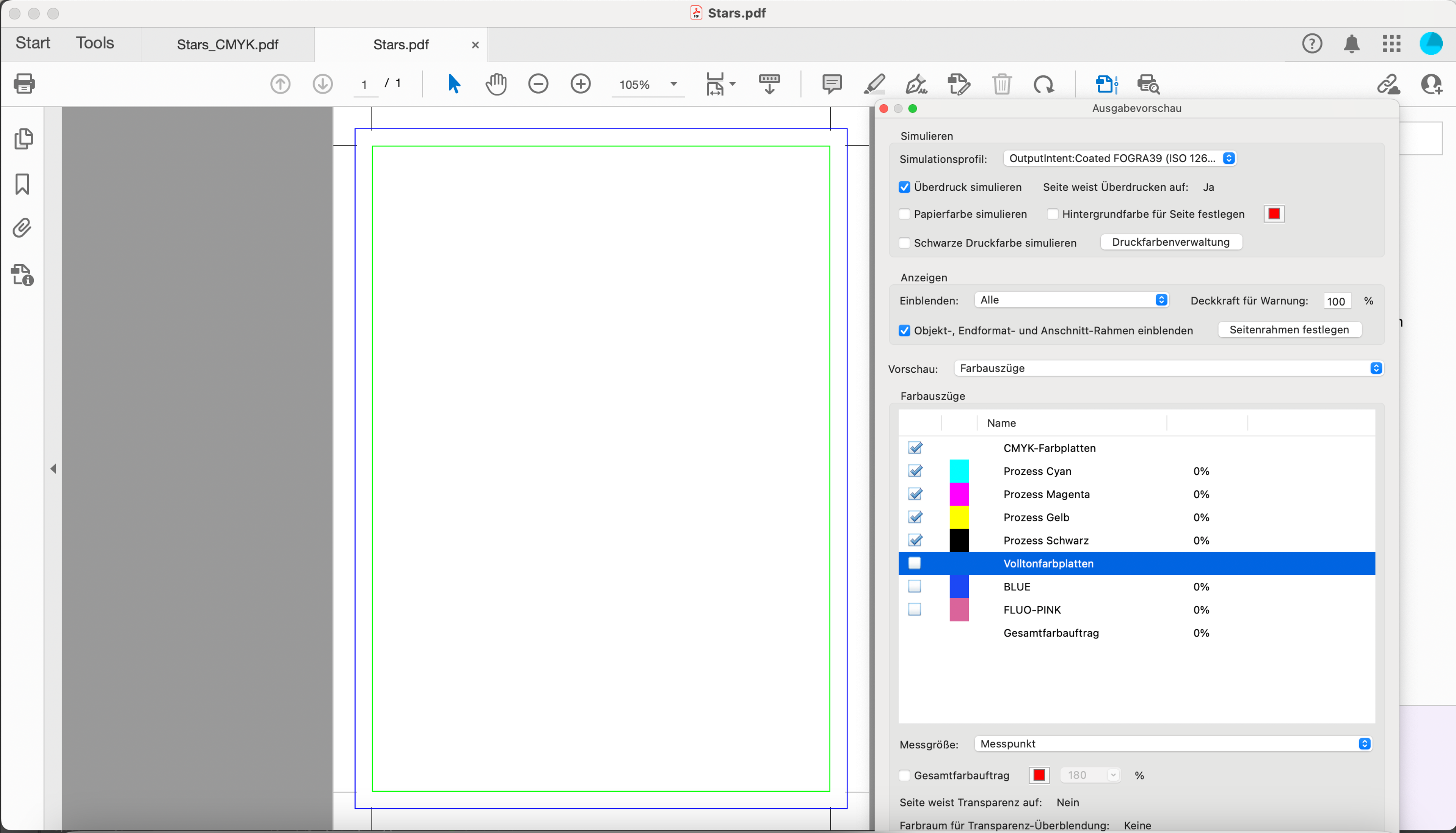 Ausgabevorschau in Adobe Acrobat