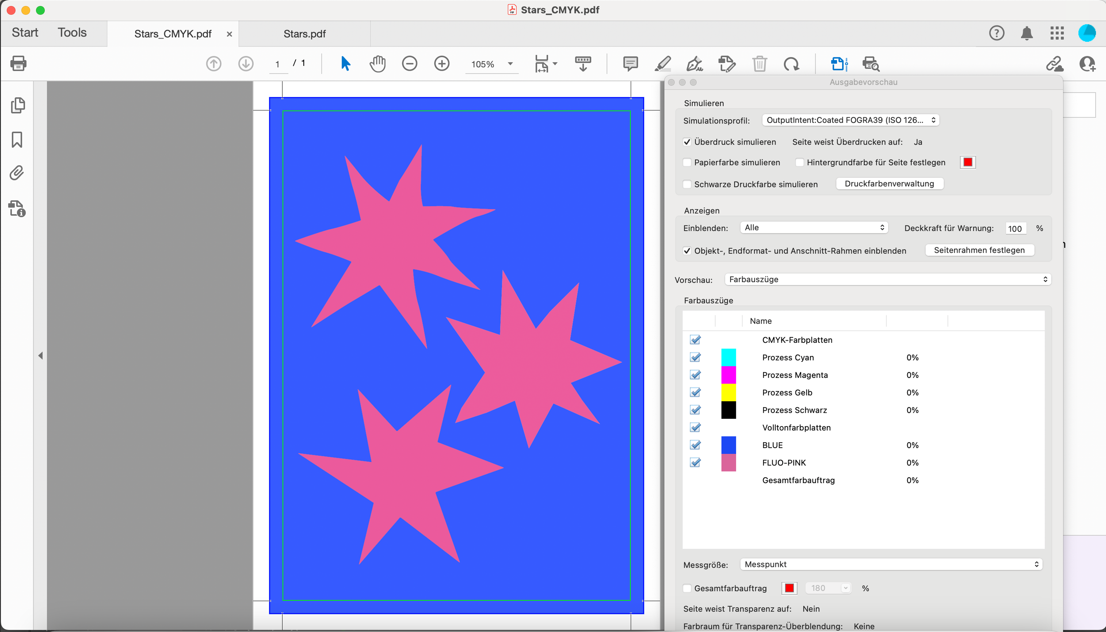 Ausgabevorschau in Adobe Acrobat