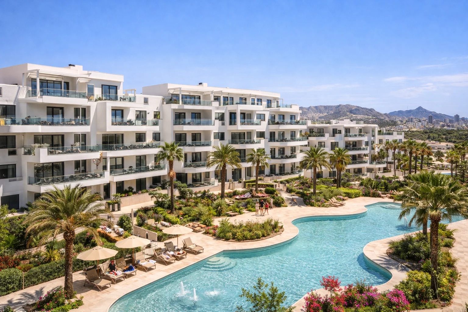 Newly built apartments with large swimming pool