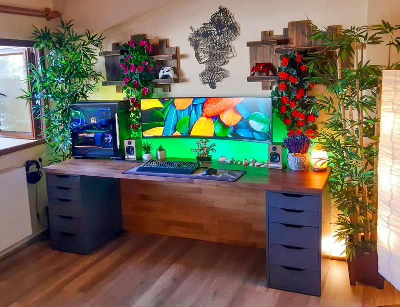 Nature meets technology with clean DIY IKEA KARLBY and ALEX desk