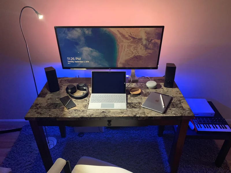 Student's Colorful Desk Setup