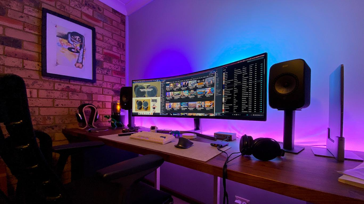 Monster curved ultrawide setup with DIY IKEA ALEX and KARLBY desk ...