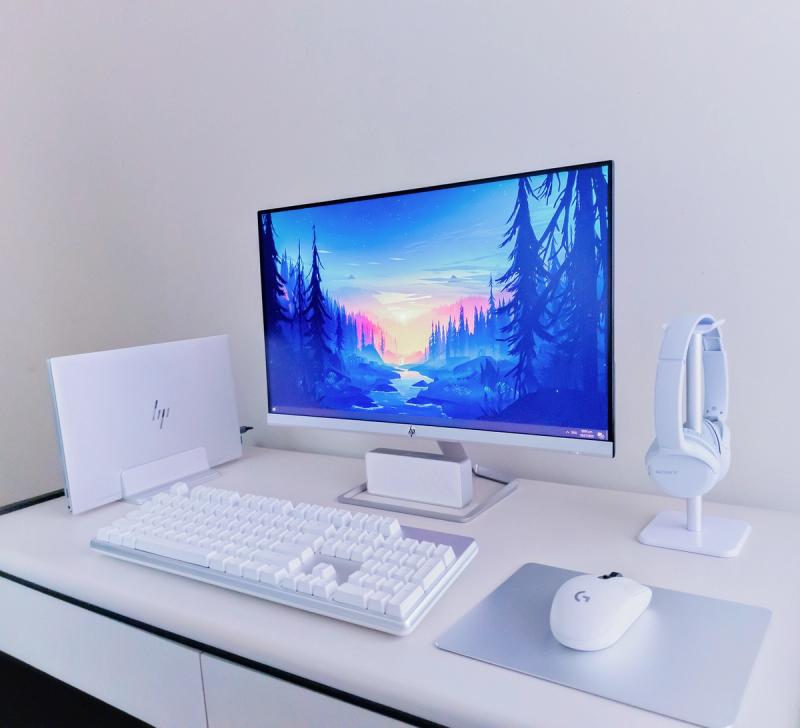 All White Work From Home Setup