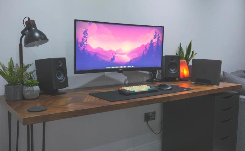 The productivity station setup with DIY IKEA Desk