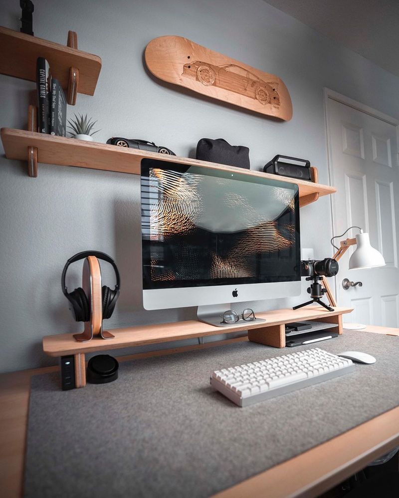 Minimal desk setup with 27 inch iMac