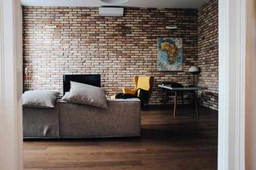 Minimal brick living room