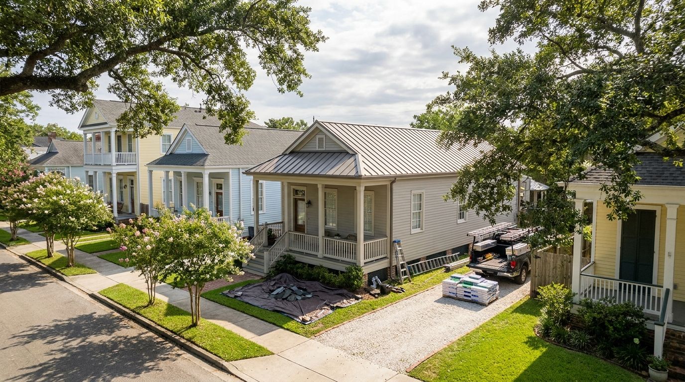 Standing-seam metal roof on a New Orleans area home