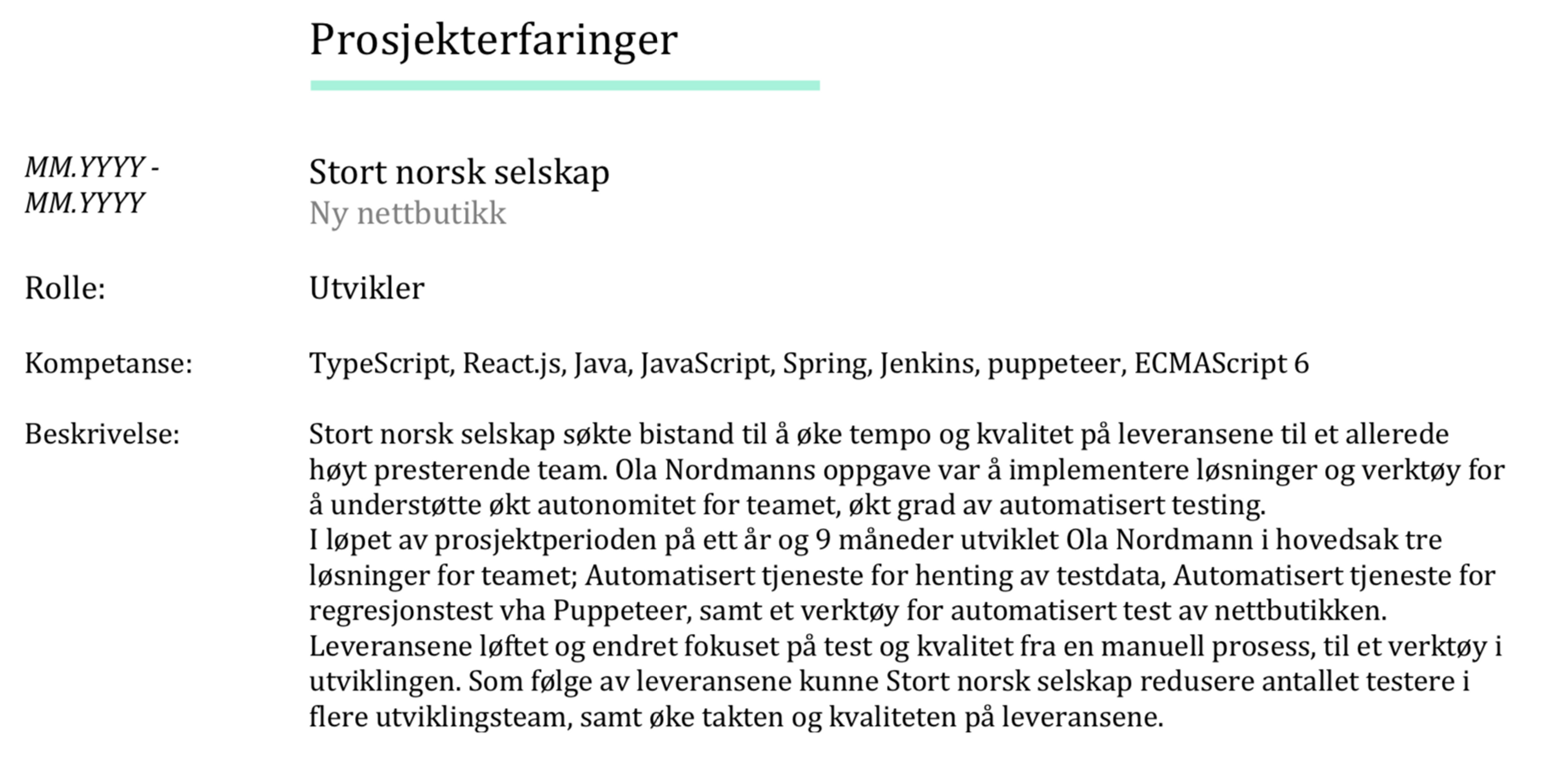 Eksempel på en prosjektreferanse