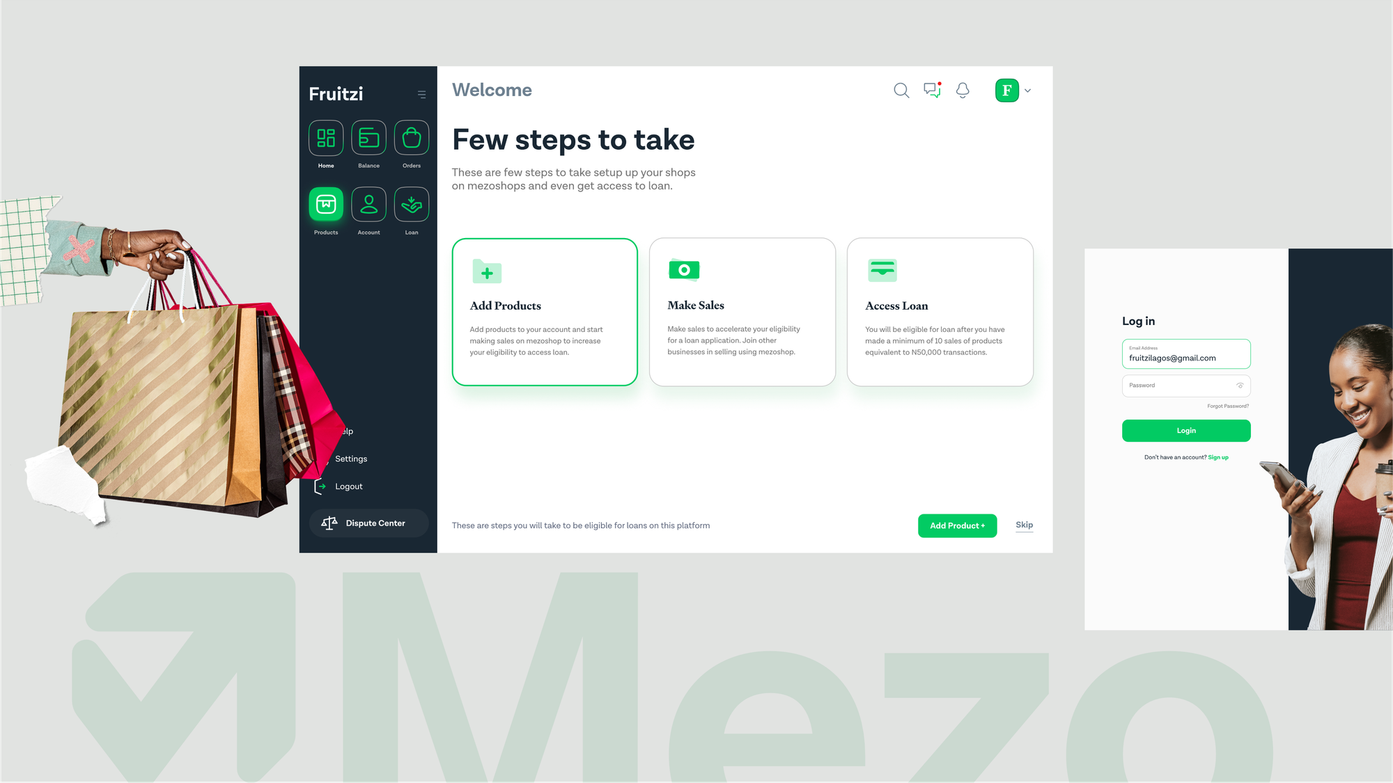 Mezovest product screens
