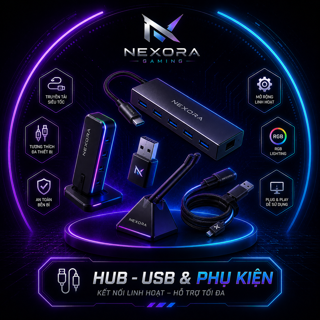 Hub USB Chính Hãng Giá Tốt | Bộ Chia Cổng USB Đa Năng – Nexora Gaming