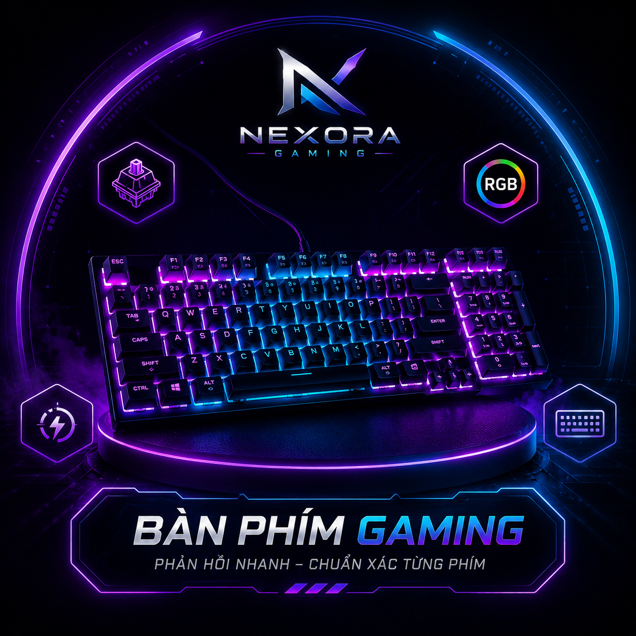 Bàn Phím Cơ Gaming Chính Hãng Giá Tốt | RGB Đẹp, Gõ Êm – Nexora Gaming