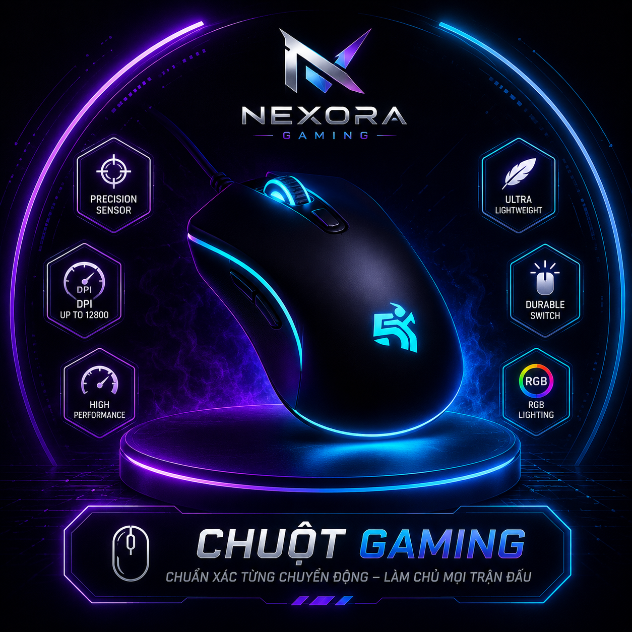 Chuột Gaming Chính Hãng Giá Tốt | DPI Cao, Phản Hồi Nhanh – Nexora Gaming