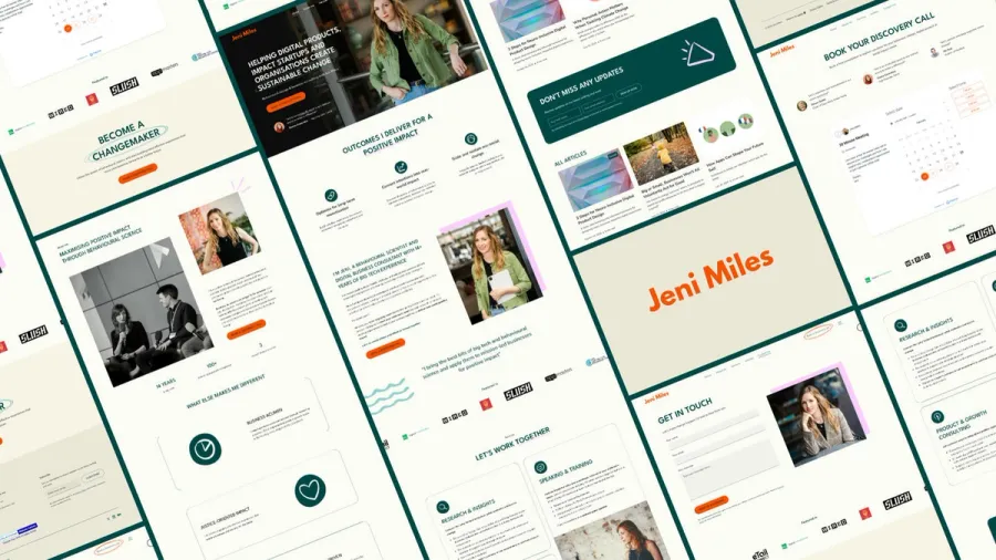 Website design of the Jeni Miles website by Lucian Chevallier from Lumin