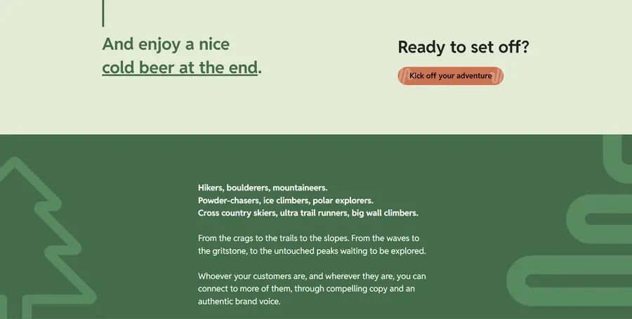 A scrolling text animation on a website