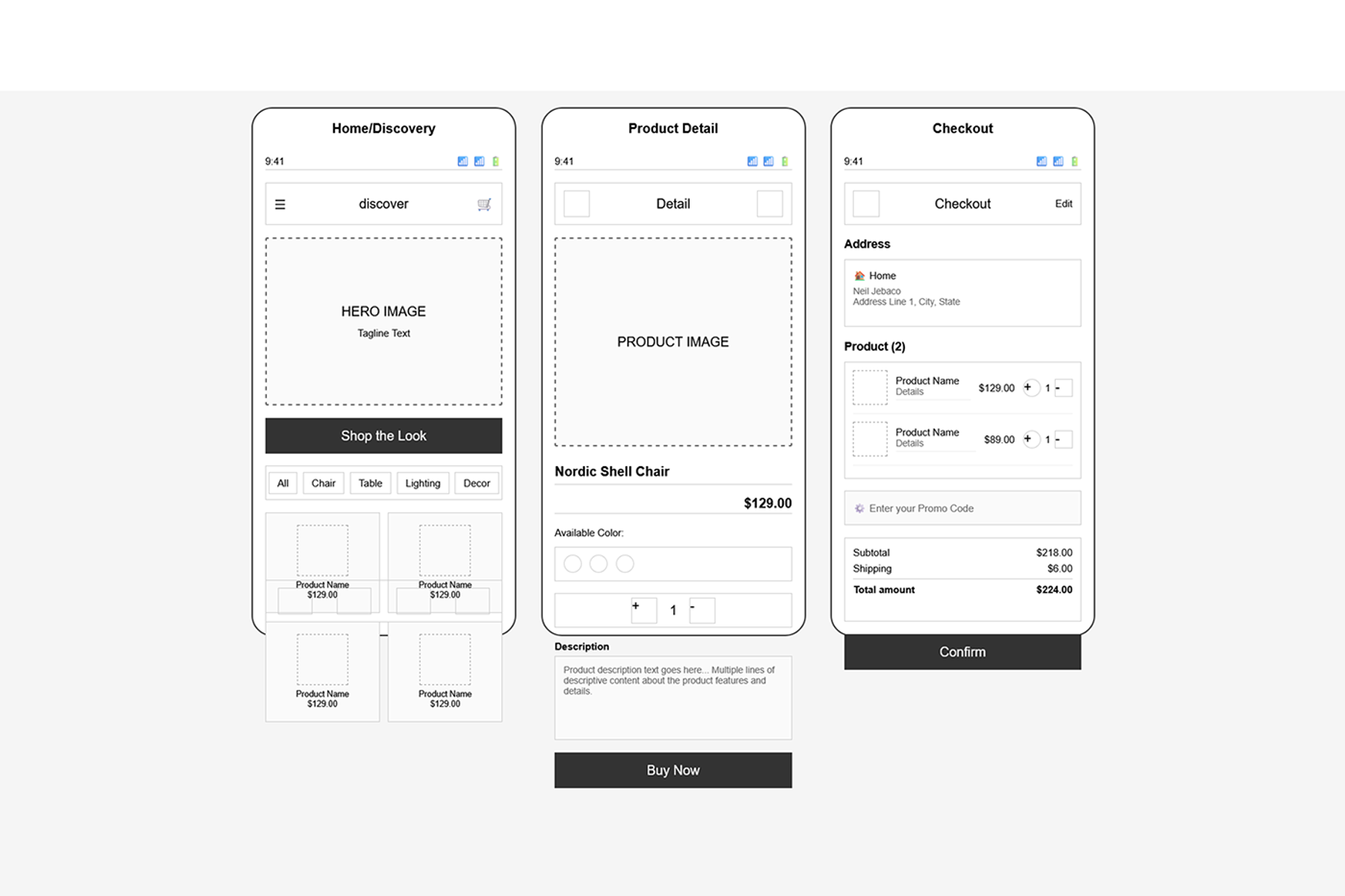 Low-fi wireframes