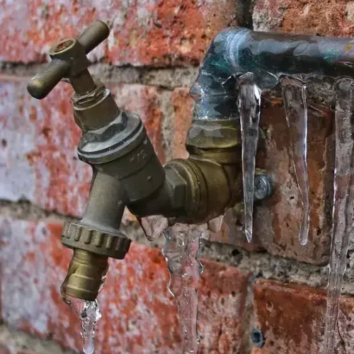 Frozen outdoor valve.