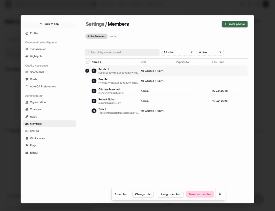 User Management Screen