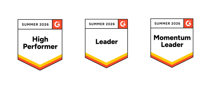 3 G2 Badges for Summer 2026 for High Performer, Leader, and Momentum Leader