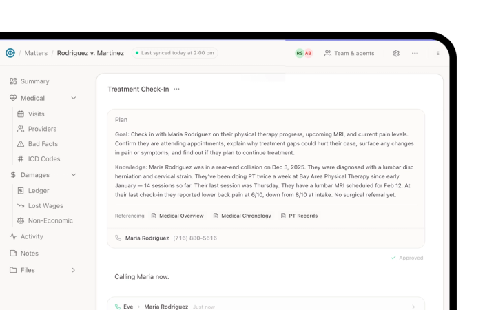 check in on client treatment