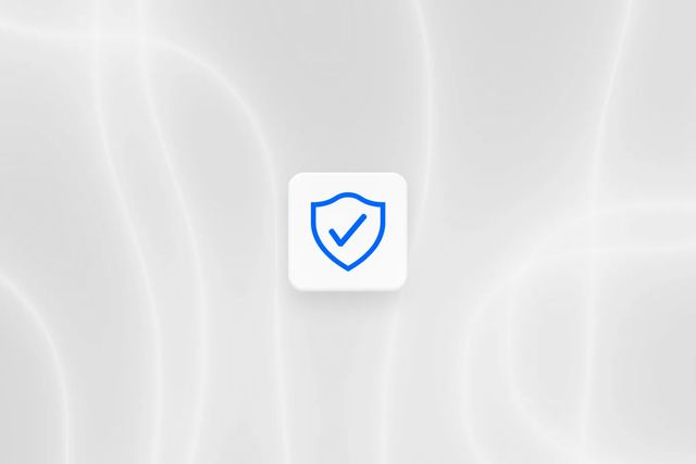 Abstract illustration with a blue verification shield