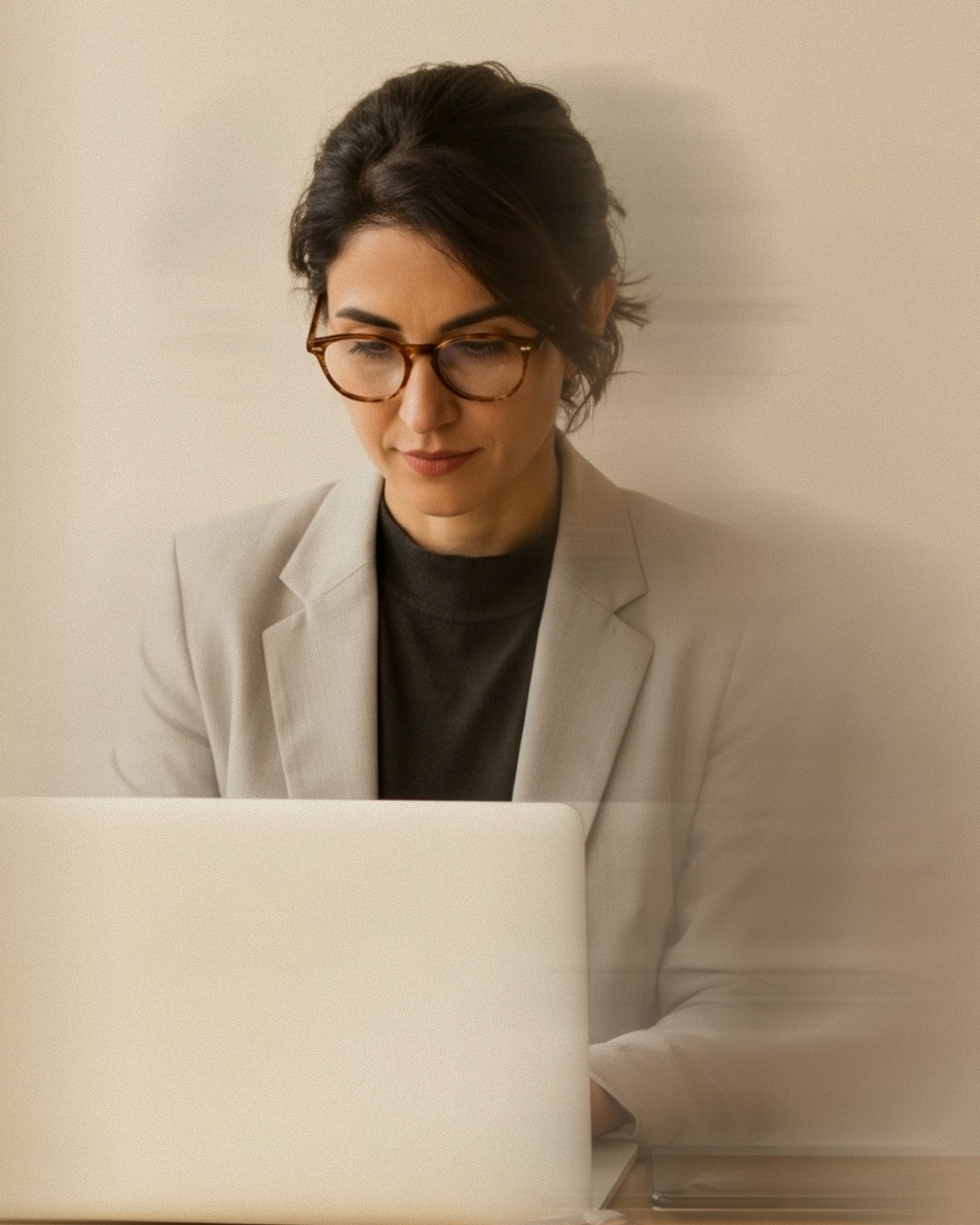 An attorney working on a laptop