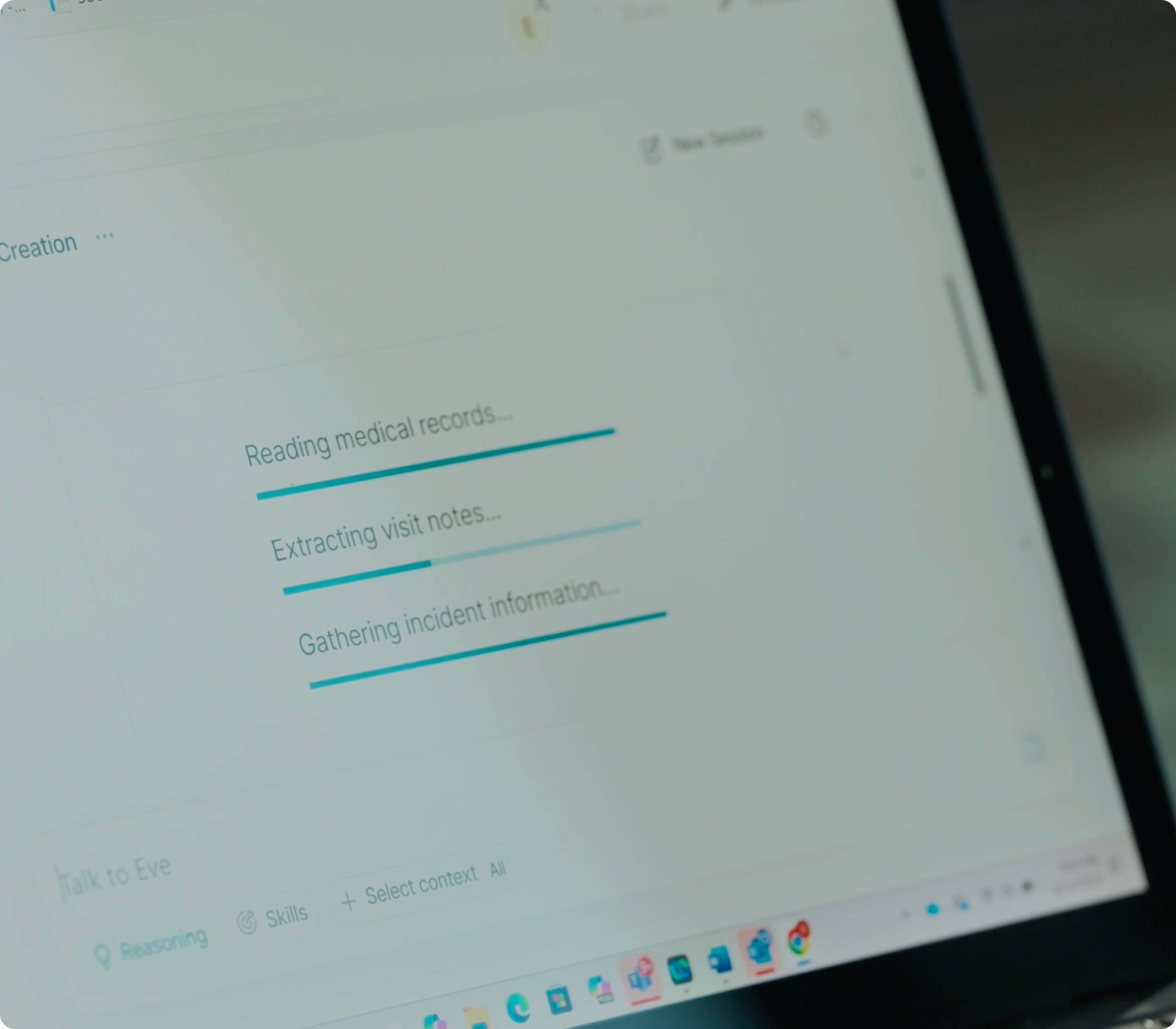 Eve Medical Overview on top of Eve Chat interface