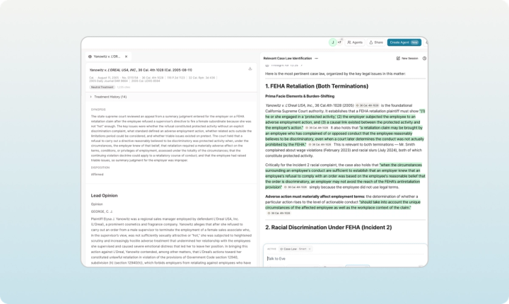 Search federal and state case law from chat