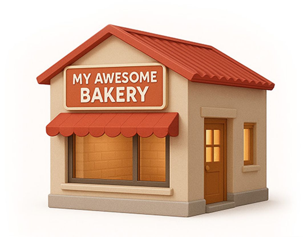 Illustration of an empty bakery building. 