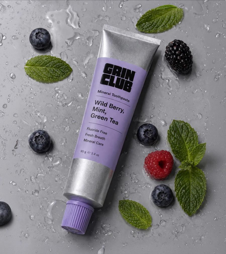 Grin Club — naming, identity and packaging for a mineral toothpaste