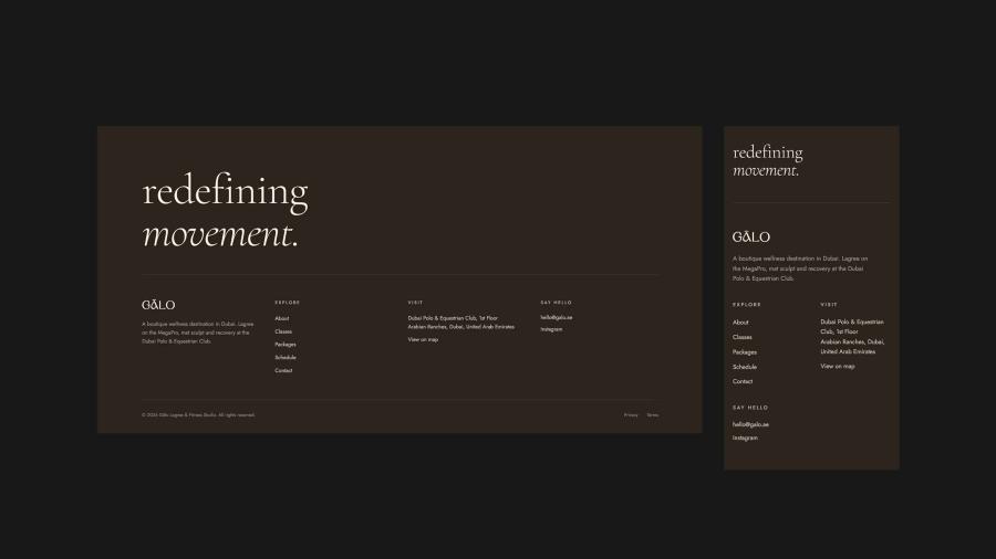 Gālo — a custom site with the studio's Mindbody scheduler built into it