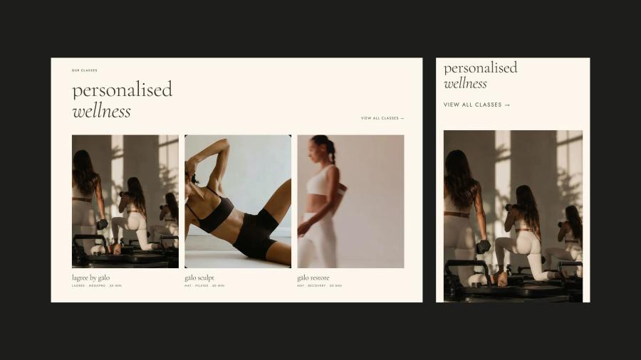 Gālo — a custom site with the studio's Mindbody scheduler built into it