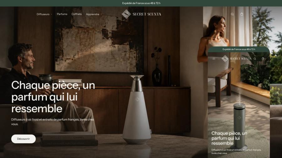 Secret Scenta — identity and storefront for a home fragrance brand
