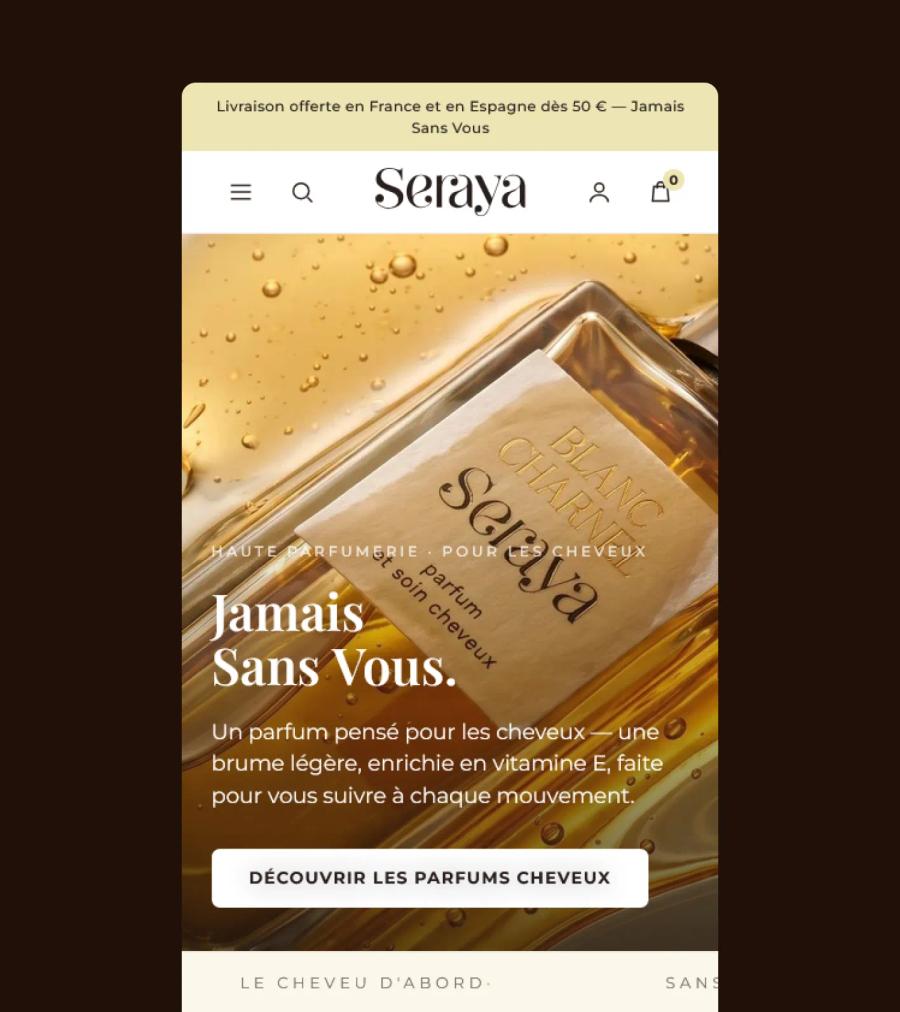 Seraya — identity and packaging for fragrance and hair care