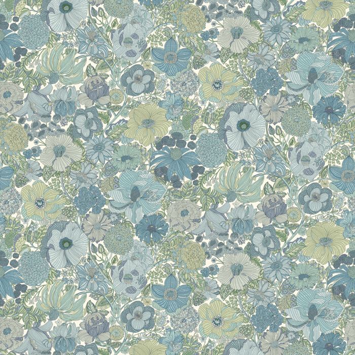 Mavis Floral Blue Wallpaper 