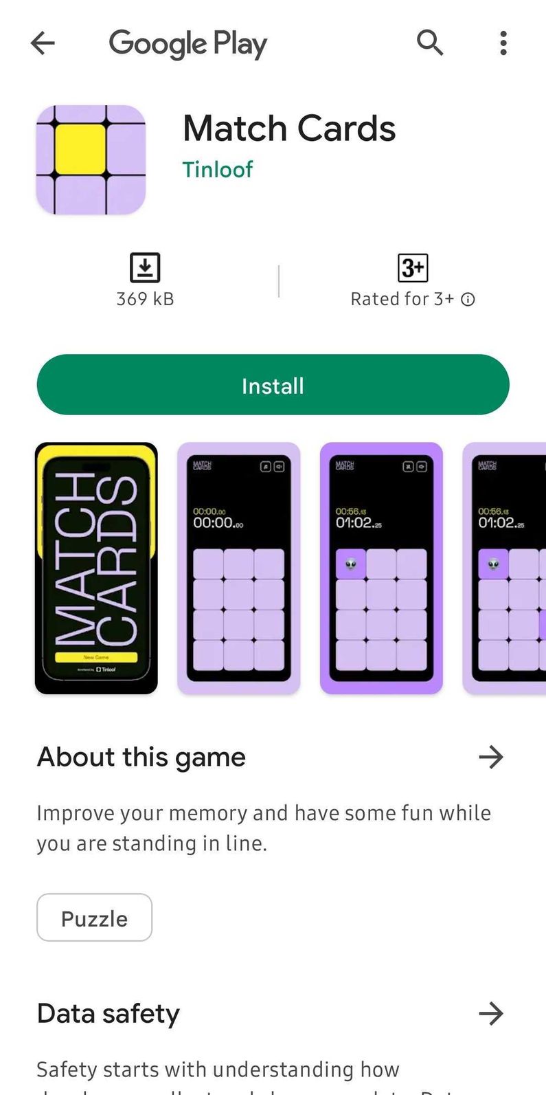 Google Play screenshot of Match Cards