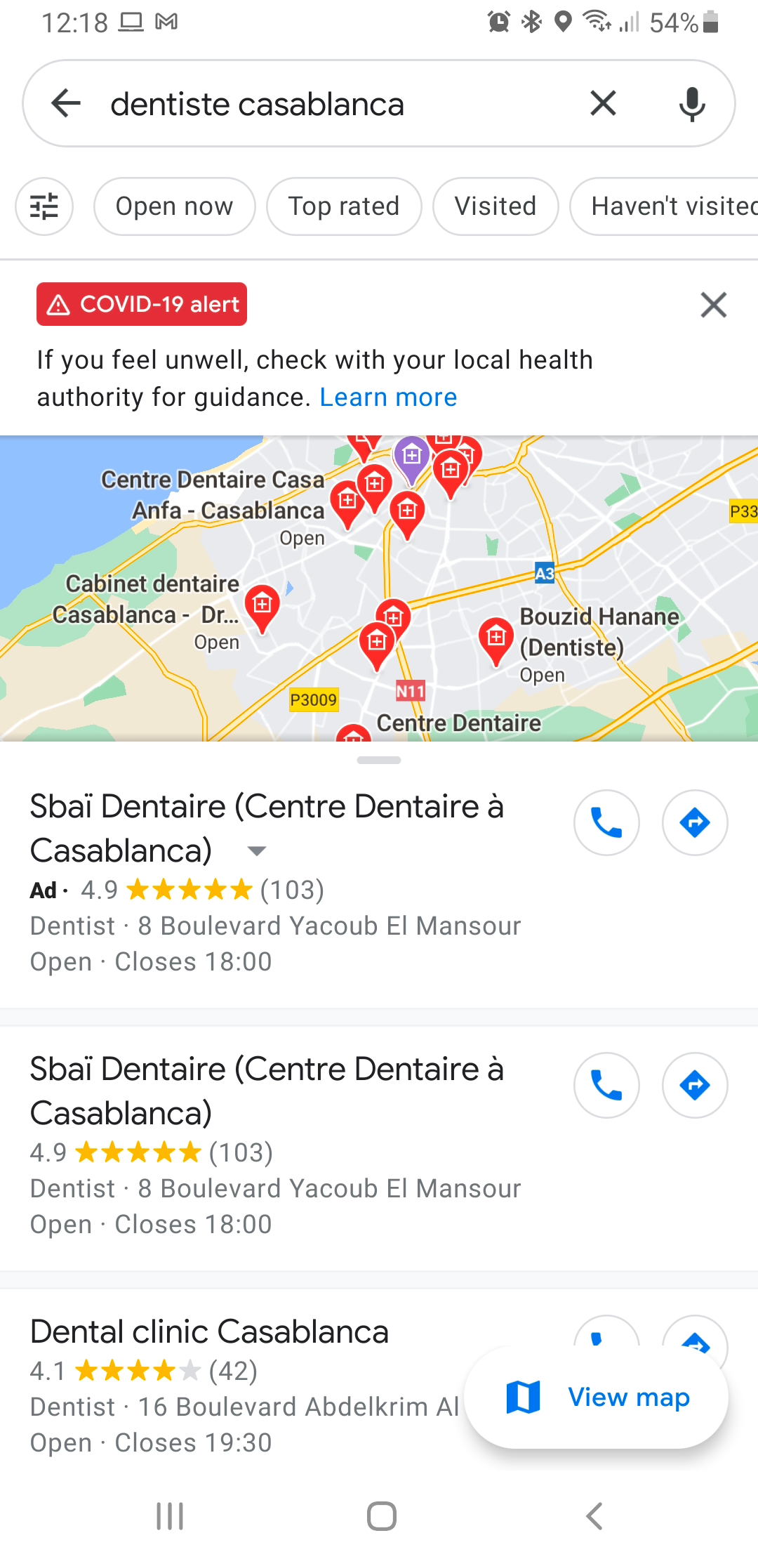 Google Maps Sbaï Dentaire