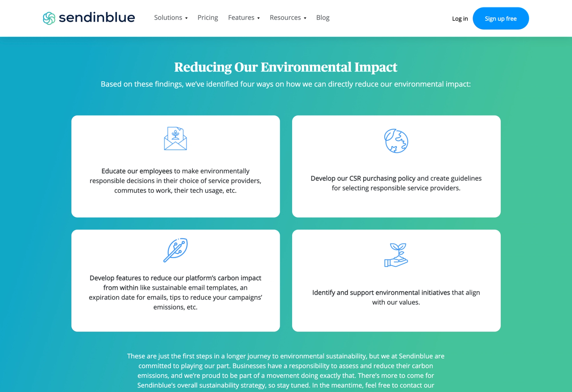 Sendinblue reducing environmental impact