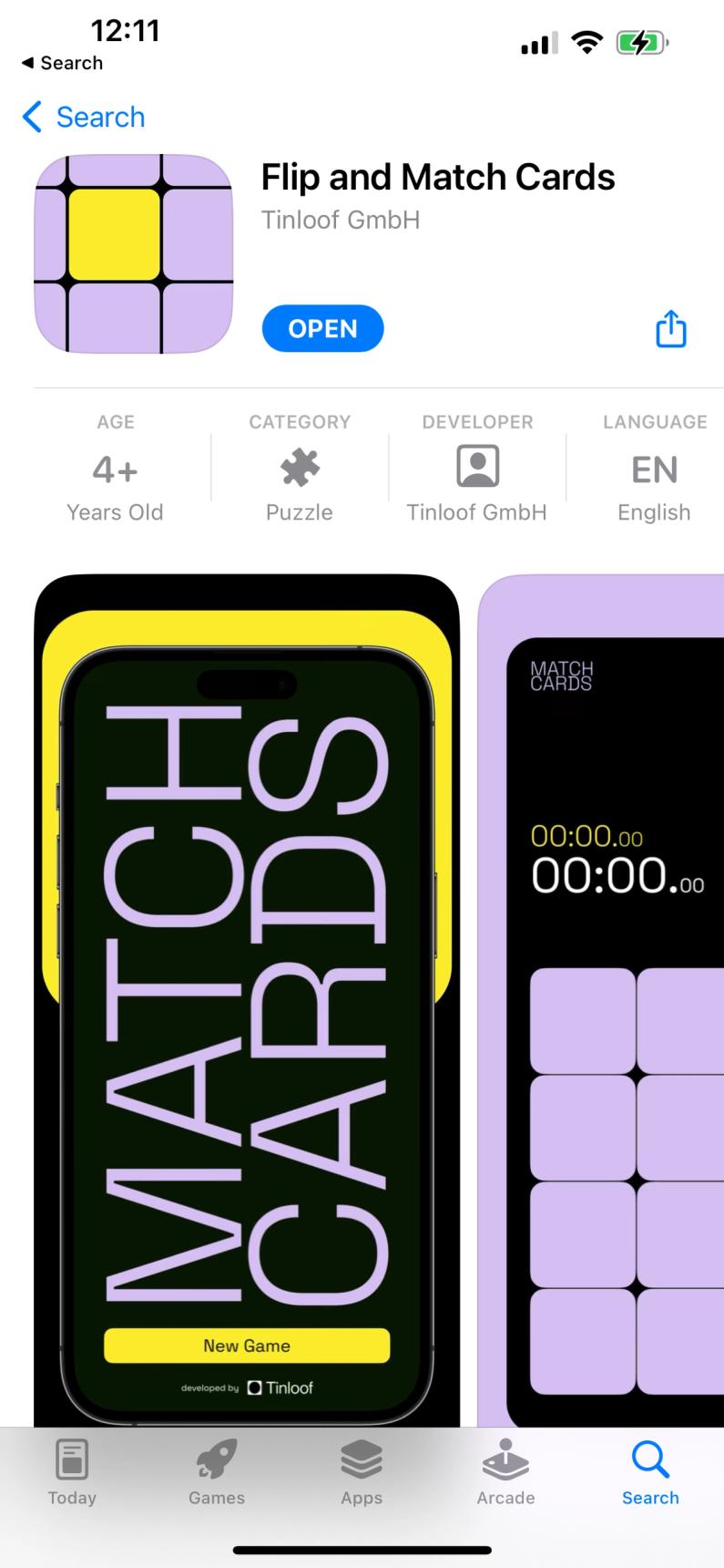 App Store screenshot of Match Cards