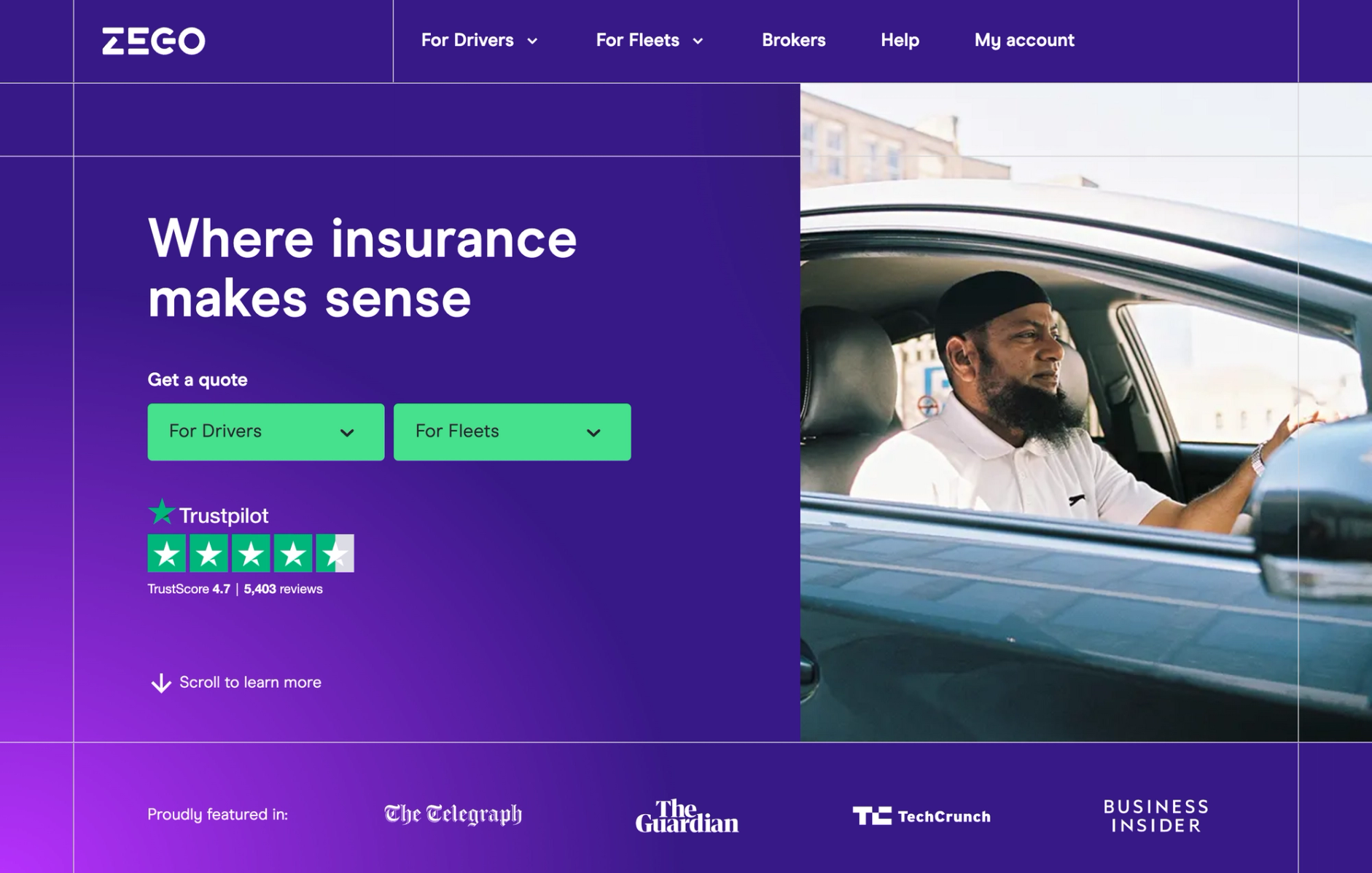 Zego homepage
