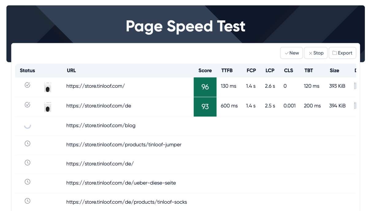 Experte bulk page speed - Tinloof Store