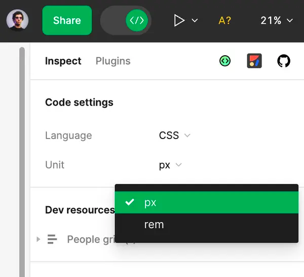 Swapping between px and rem